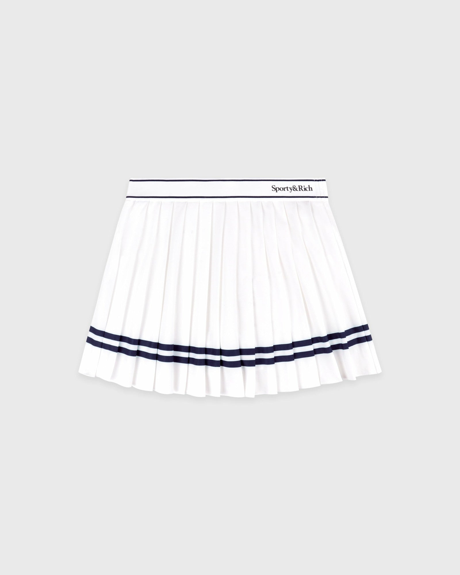 Serif Logo Pleated Skirt - White/Navy Sporty & Rich Online