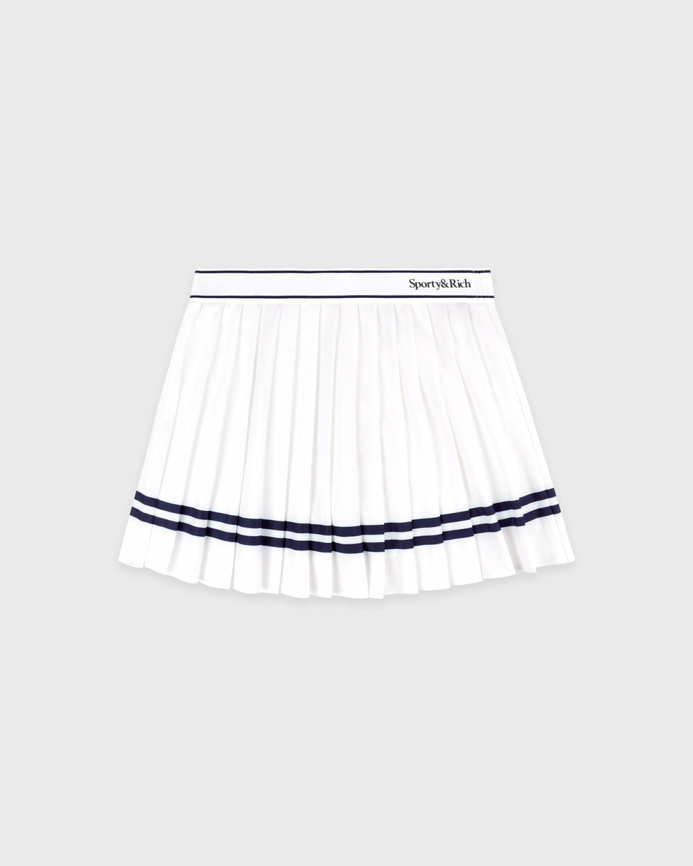 Serif Logo Pleated Skirt - White/Navy Sporty & Rich Online