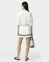 Serif Logo Pleated Skirt - White/Forest Sporty & Rich Discount