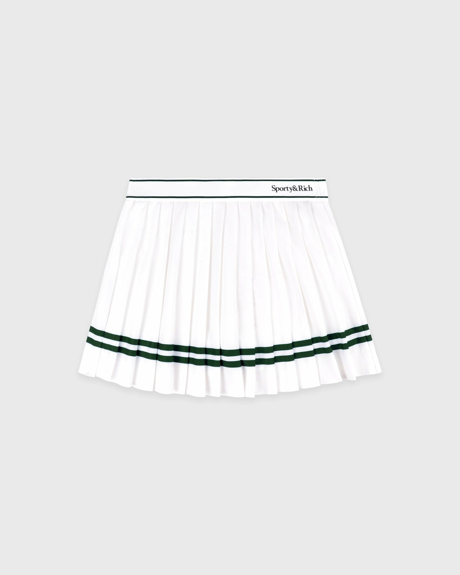 Serif Logo Pleated Skirt - White/Forest Sporty & Rich Discount