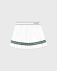 Serif Logo Pleated Skirt - White/Forest Sporty & Rich Discount