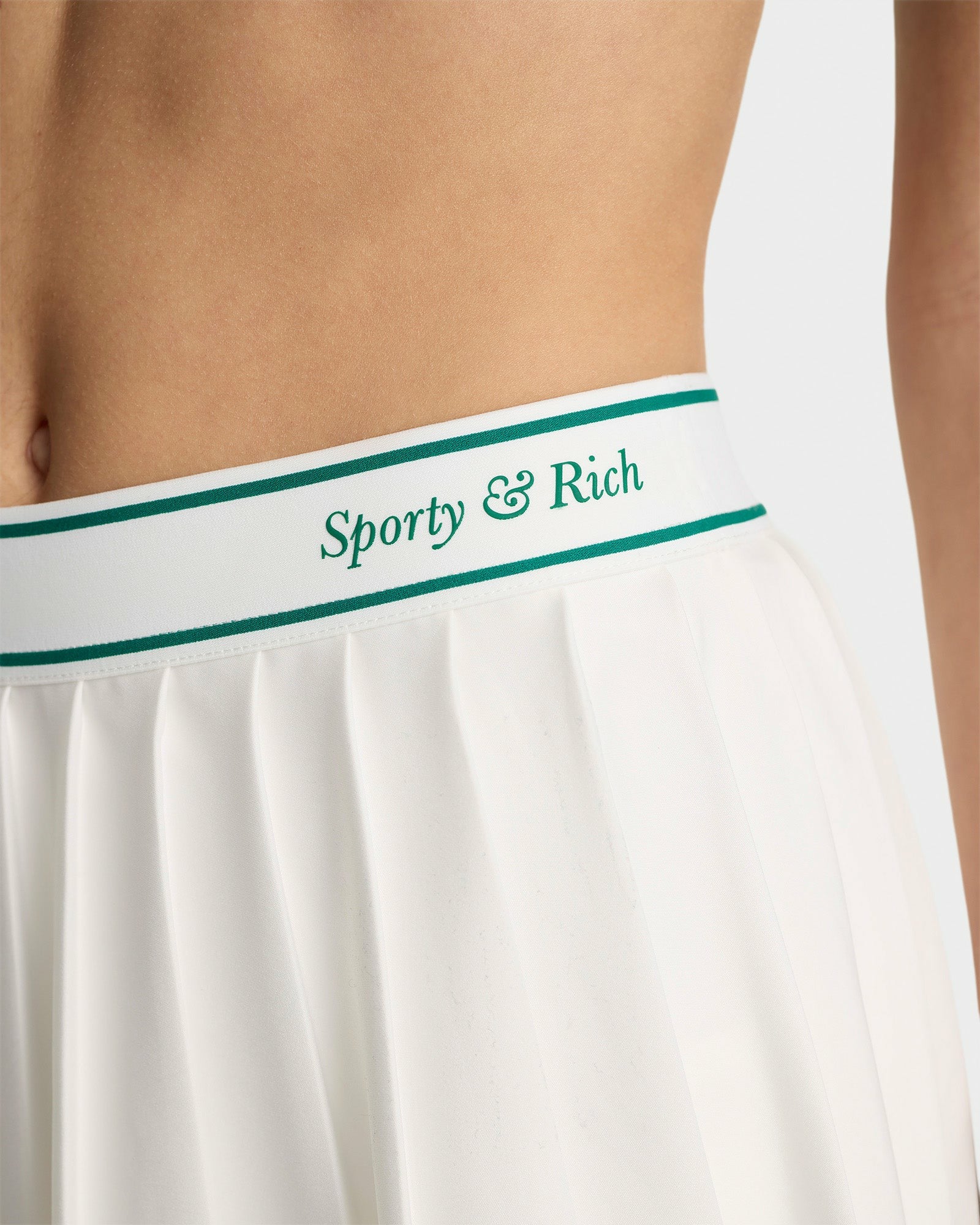 Italic Logo Pleated Skirt - White/Alpine Sporty & Rich For Sale