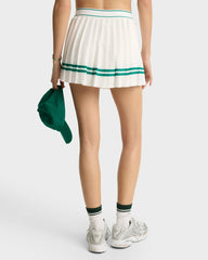 Italic Logo Pleated Skirt - White/Alpine Sporty & Rich For Sale