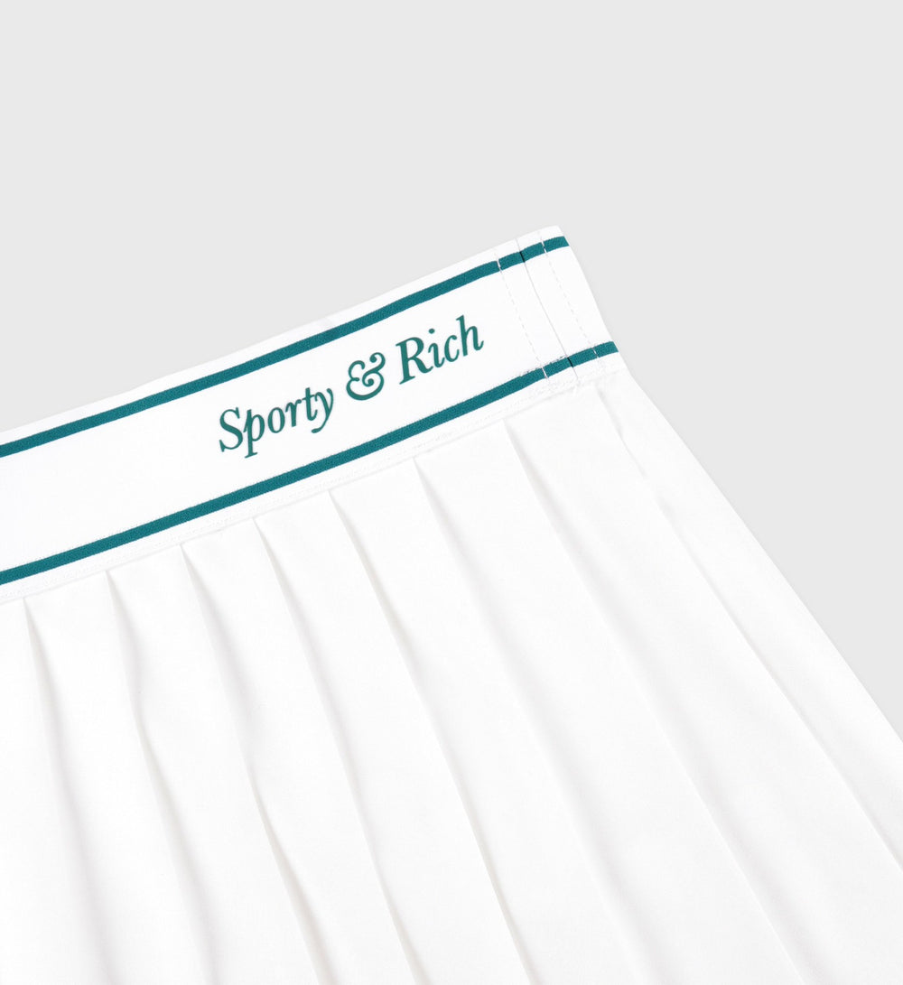 Italic Logo Pleated Skirt - White/Alpine Sporty & Rich For Sale
