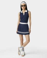 Serif Logo Pleated Skirt - Navy/White Sporty & Rich Outlet