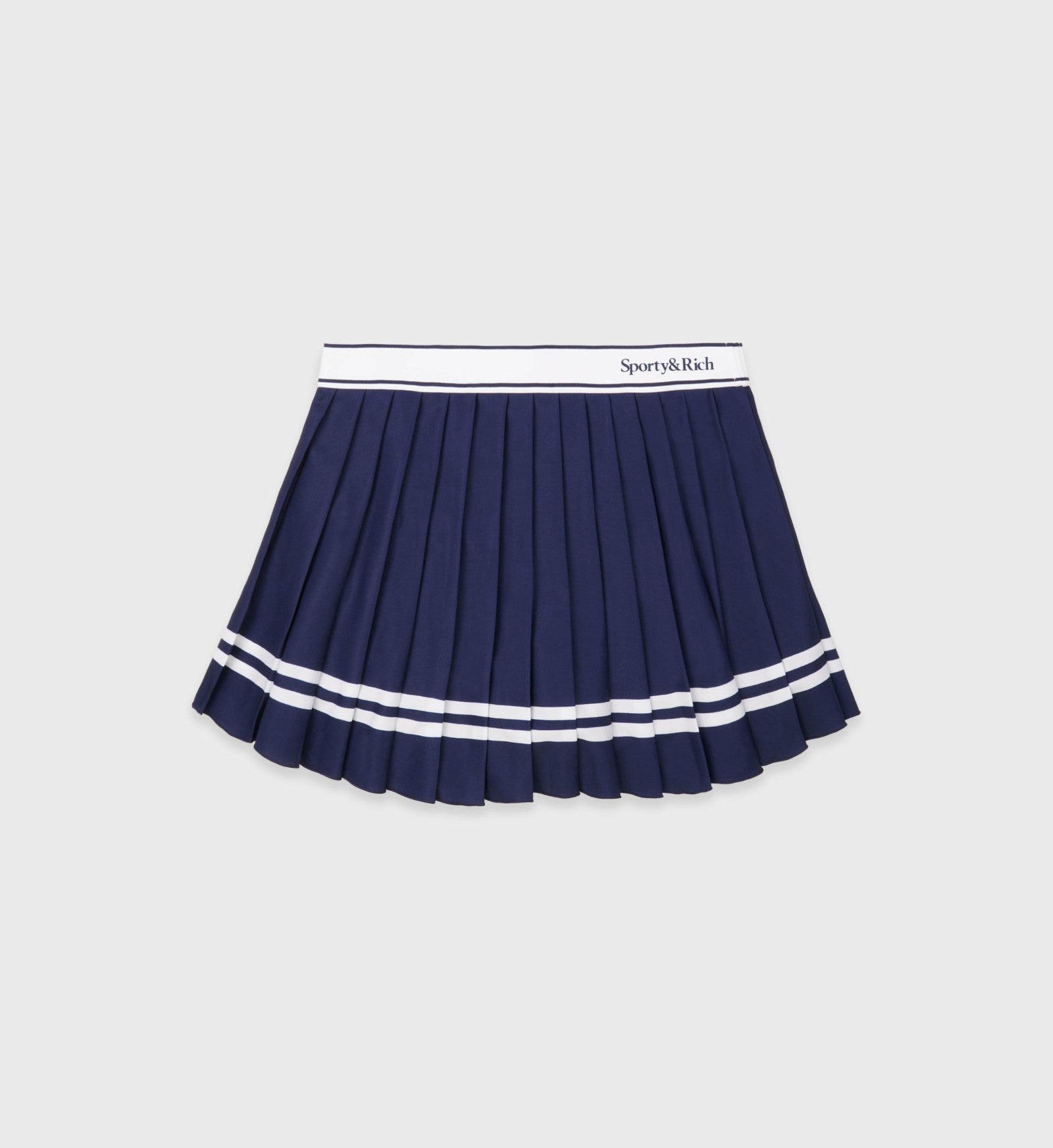 Serif Logo Pleated Skirt - Navy/White Sporty & Rich Outlet