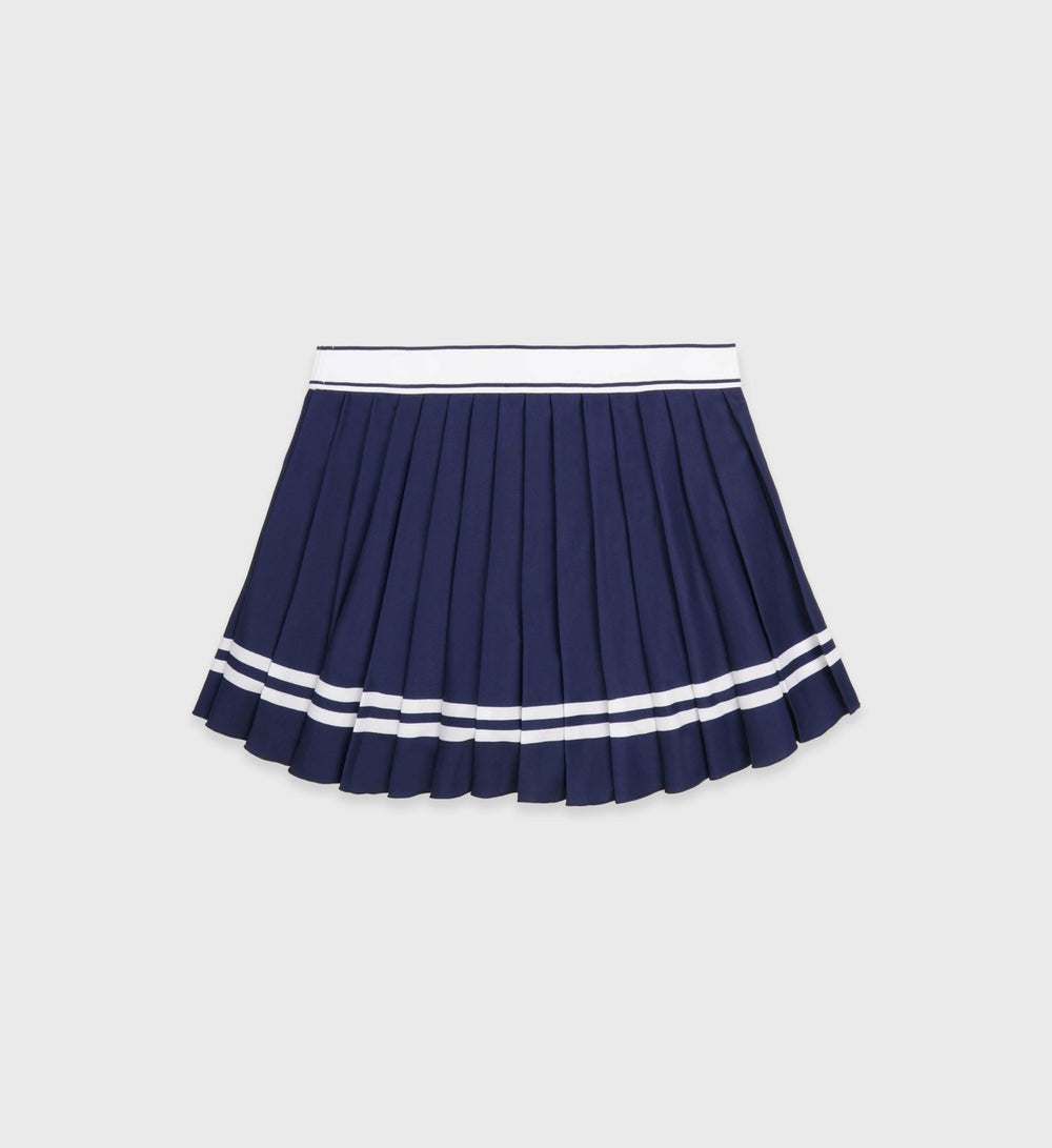Serif Logo Pleated Skirt - Navy/White Sporty & Rich Outlet