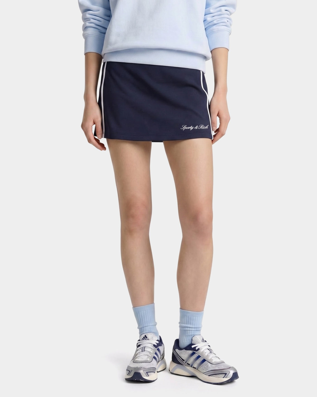 Signature Logo Court Skirt - Navy/White Sporty & Rich Online