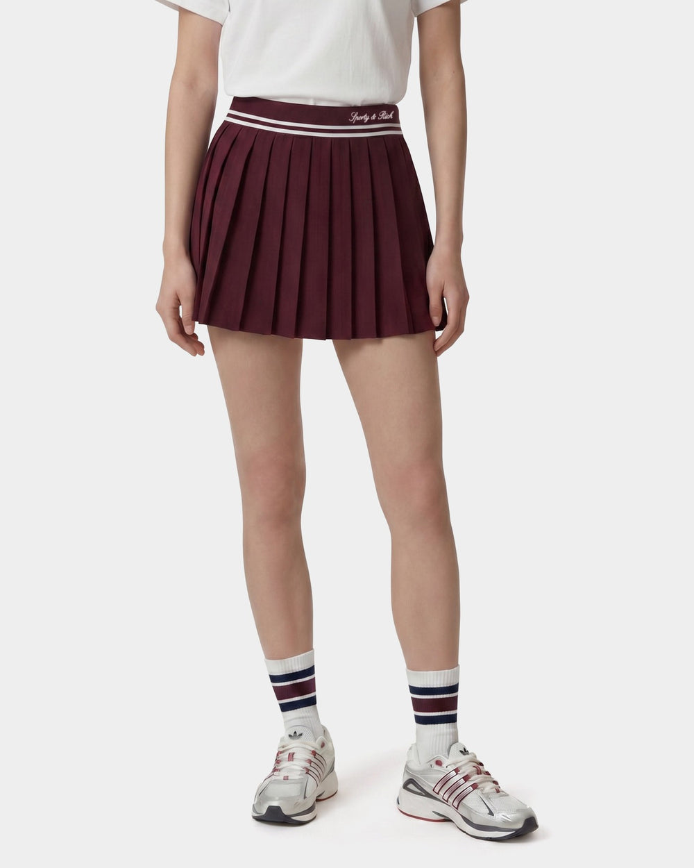 Signature Logo Abigail Skirt - Bordeaux/White Sporty & Rich For Sale