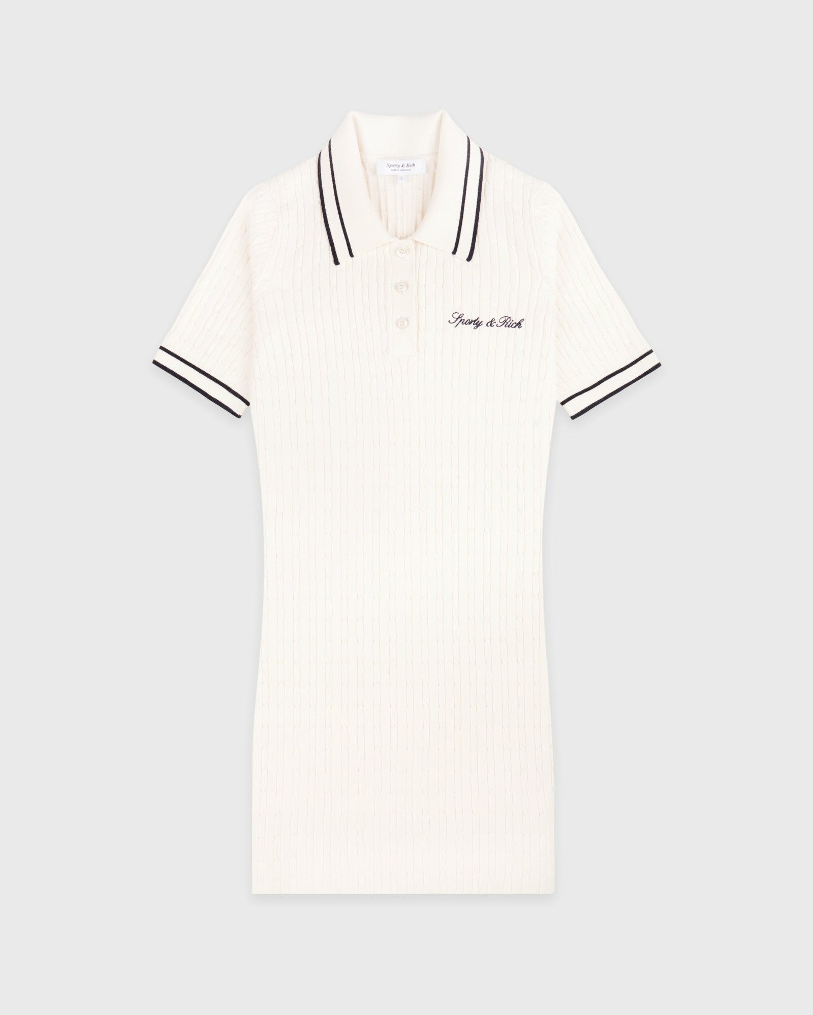 Signature Logo Mini Cable Dress - Ecru/Navy Sporty & Rich US