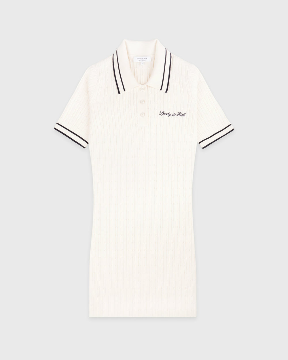 Signature Logo Mini Cable Dress - Ecru/Navy Sporty & Rich US