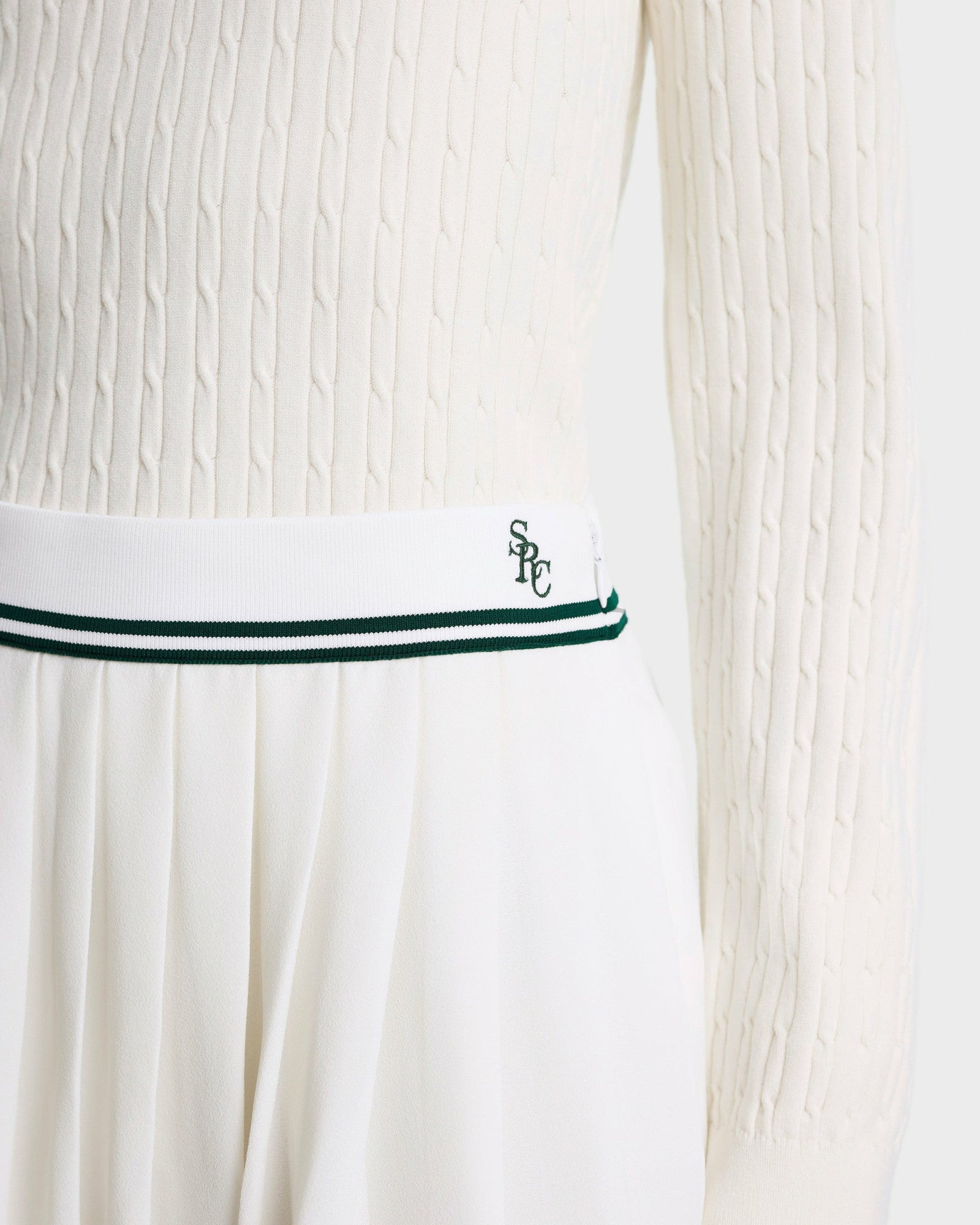 SRC Abigail Skirt - Ecru/Forest Sporty & Rich Discount