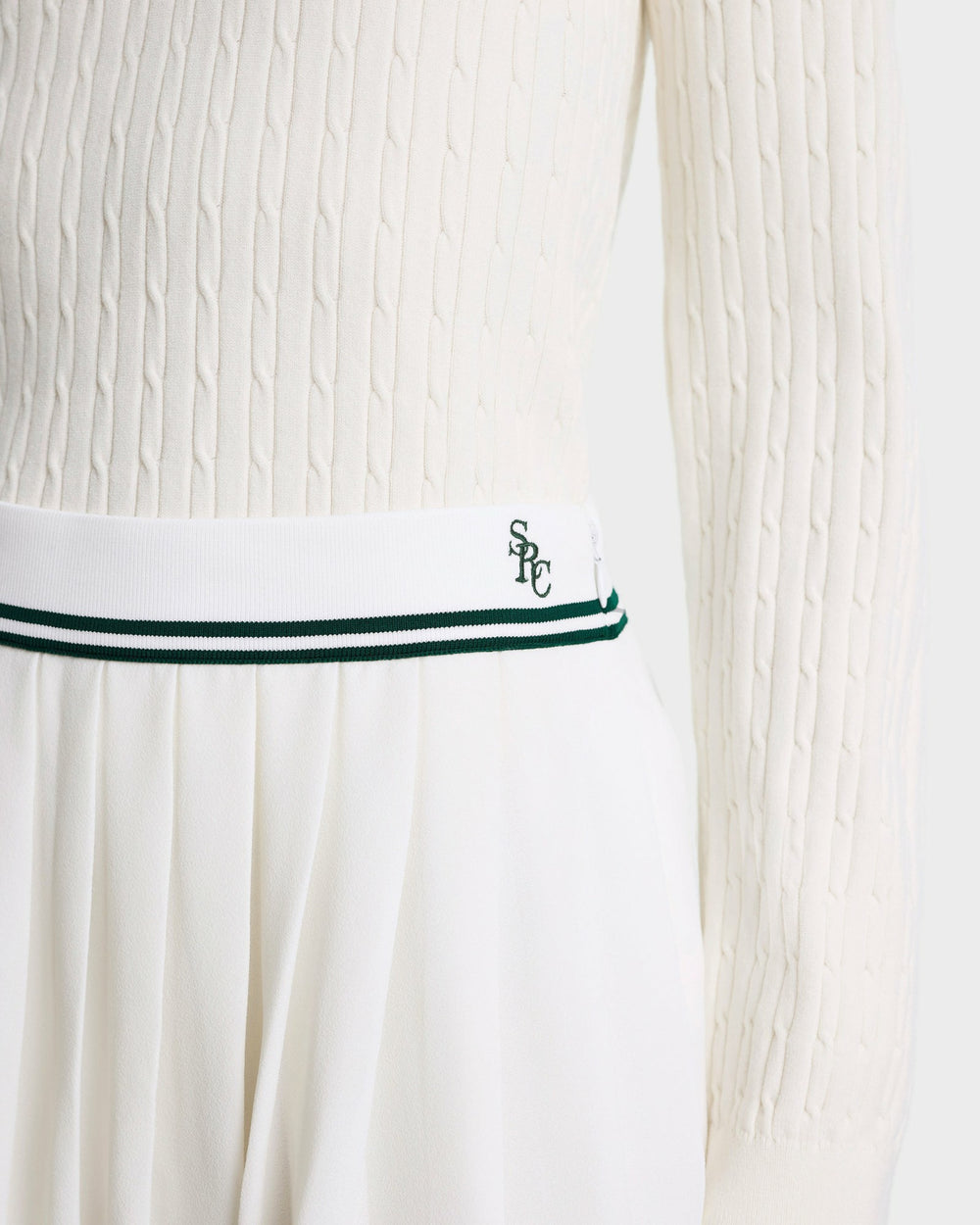 SRC Abigail Skirt - Ecru/Forest Sporty & Rich Discount