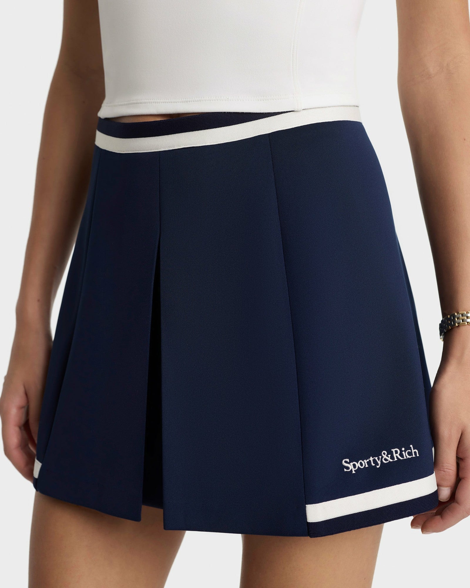 Serif Logo Mila Skirt - Navy/White Sporty & Rich For Sale