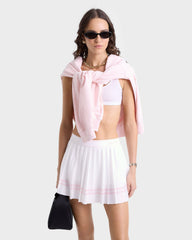 Vendome Script Pleated Skirt - White/Pink Dolphin Sporty & Rich Discount