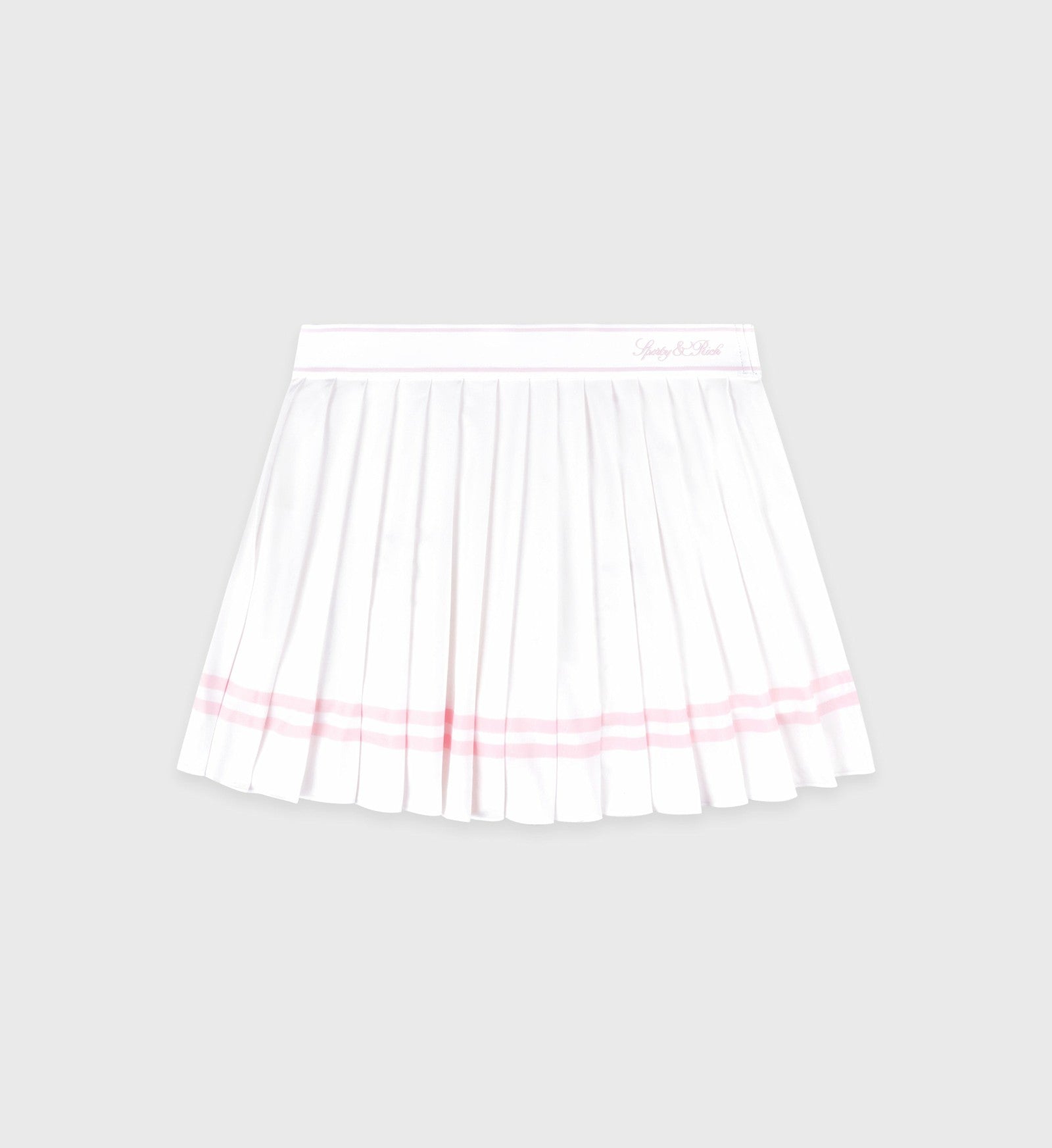 Vendome Script Pleated Skirt - White/Pink Dolphin Sporty & Rich Discount