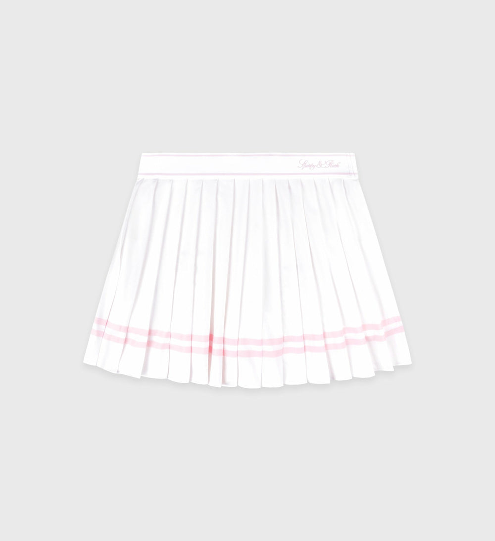 Vendome Script Pleated Skirt - White/Pink Dolphin Sporty & Rich Discount