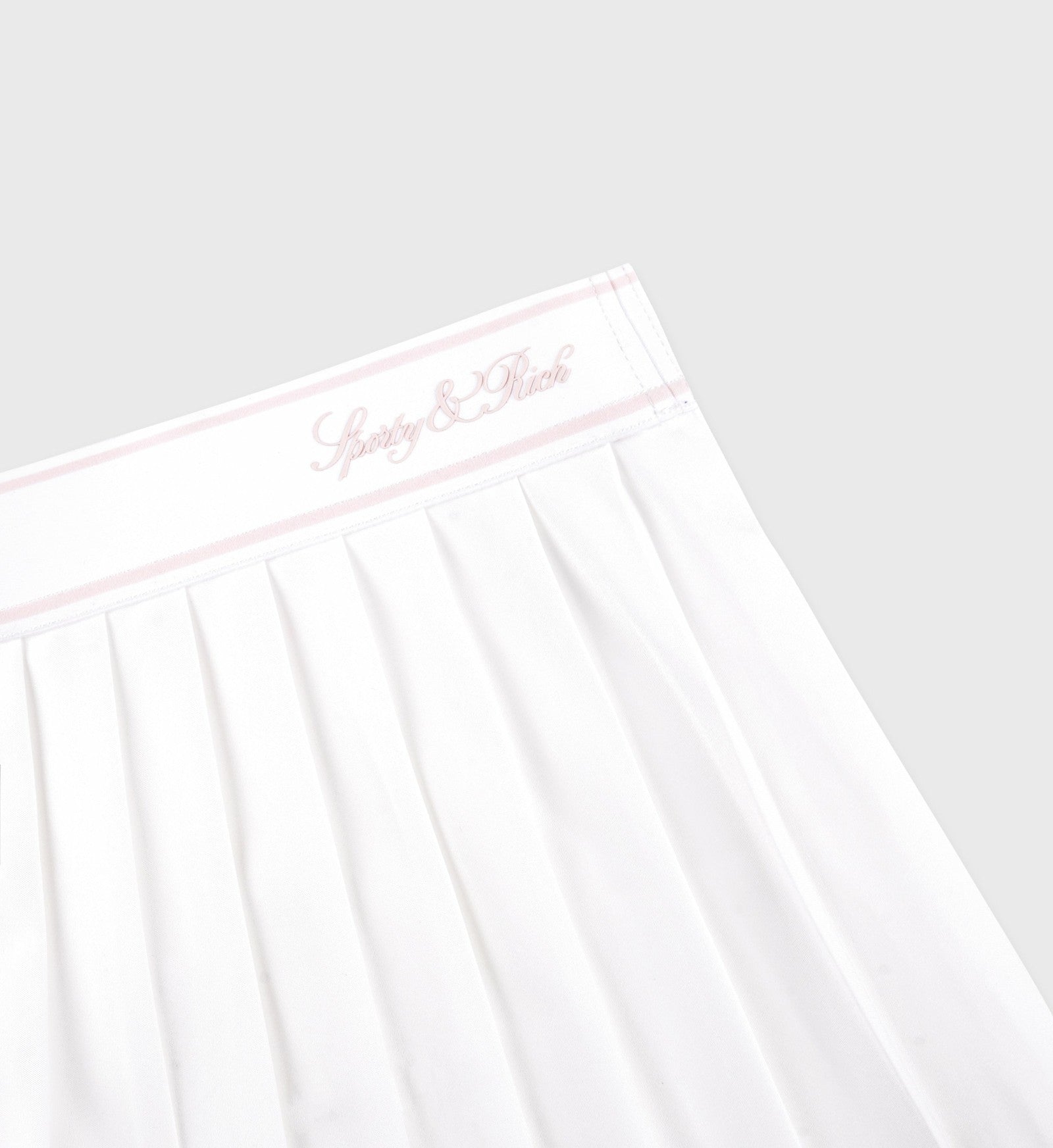 Vendome Script Pleated Skirt - White/Pink Dolphin Sporty & Rich Discount