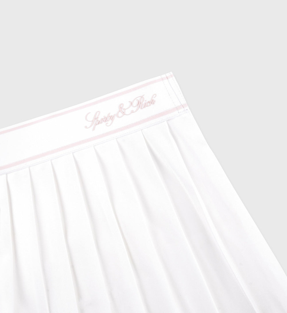 Vendome Script Pleated Skirt - White/Pink Dolphin Sporty & Rich Discount