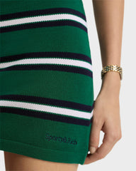 Serif Logo Silk Pique Aline Skirt - Alpine/White/Navy Sporty & Rich For Sale