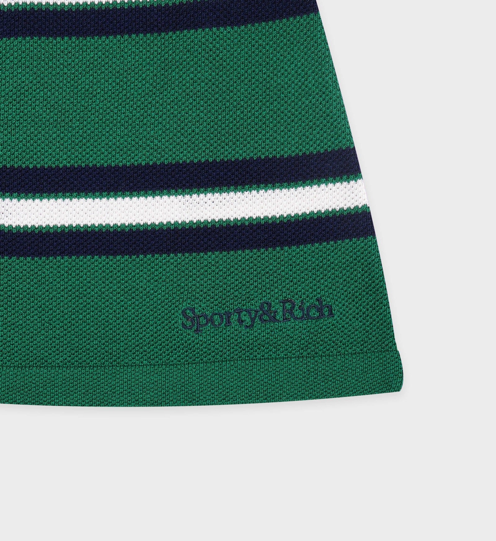 Serif Logo Silk Pique Aline Skirt - Alpine/White/Navy Sporty & Rich For Sale