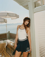 Eden Crest Embroidered Mila Skirt - Navy/White Sporty & Rich For Sale