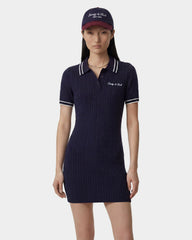 Signature Logo Mini Cable Dress - Navy/White Sporty & Rich US