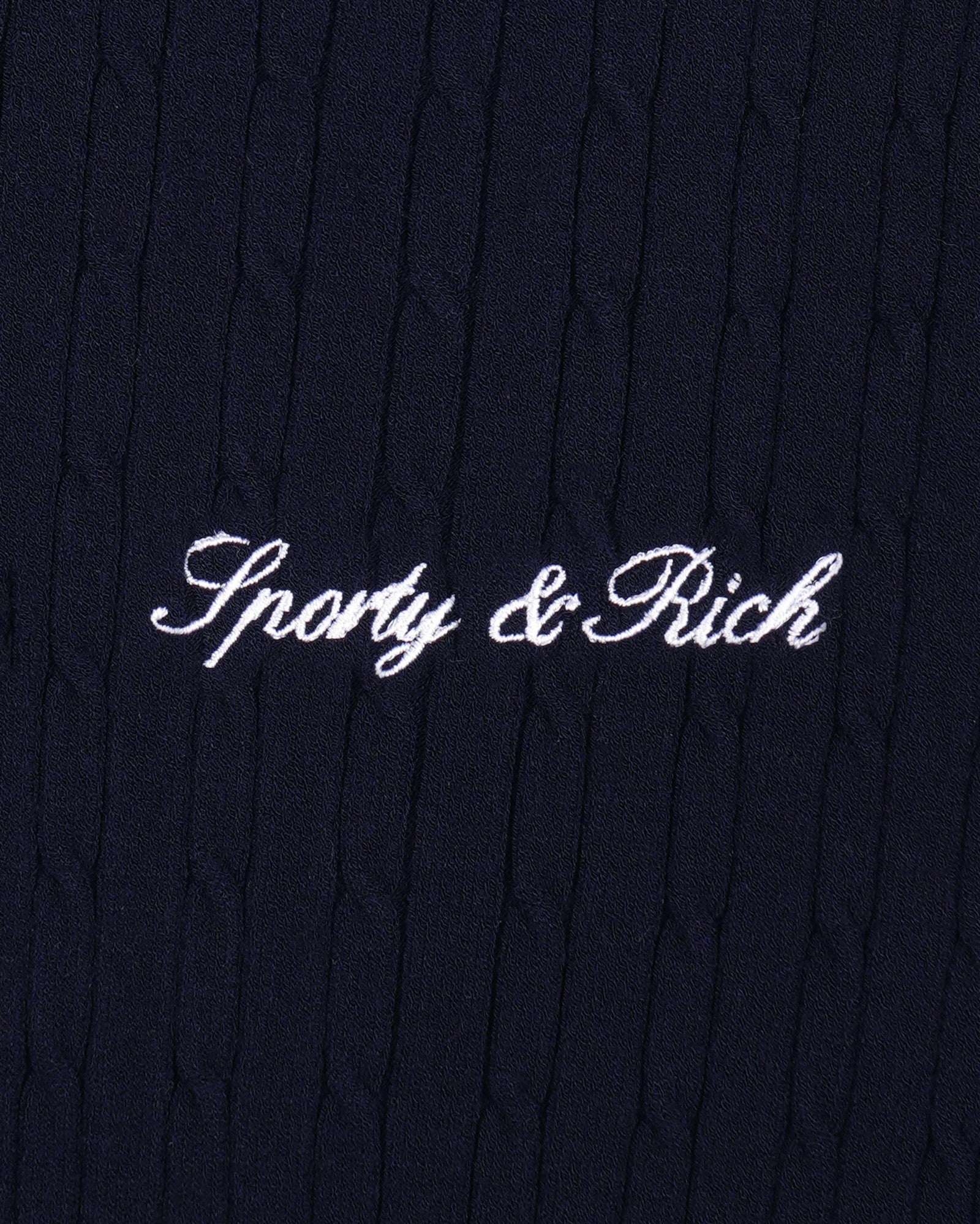 Signature Logo Mini Cable Dress - Navy/White Sporty & Rich US