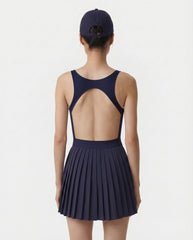 Signature Logo Court Dress - Navy/White Sporty & Rich Sale