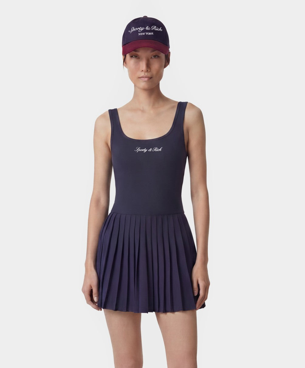 Signature Logo Court Dress - Navy/White Sporty & Rich Sale