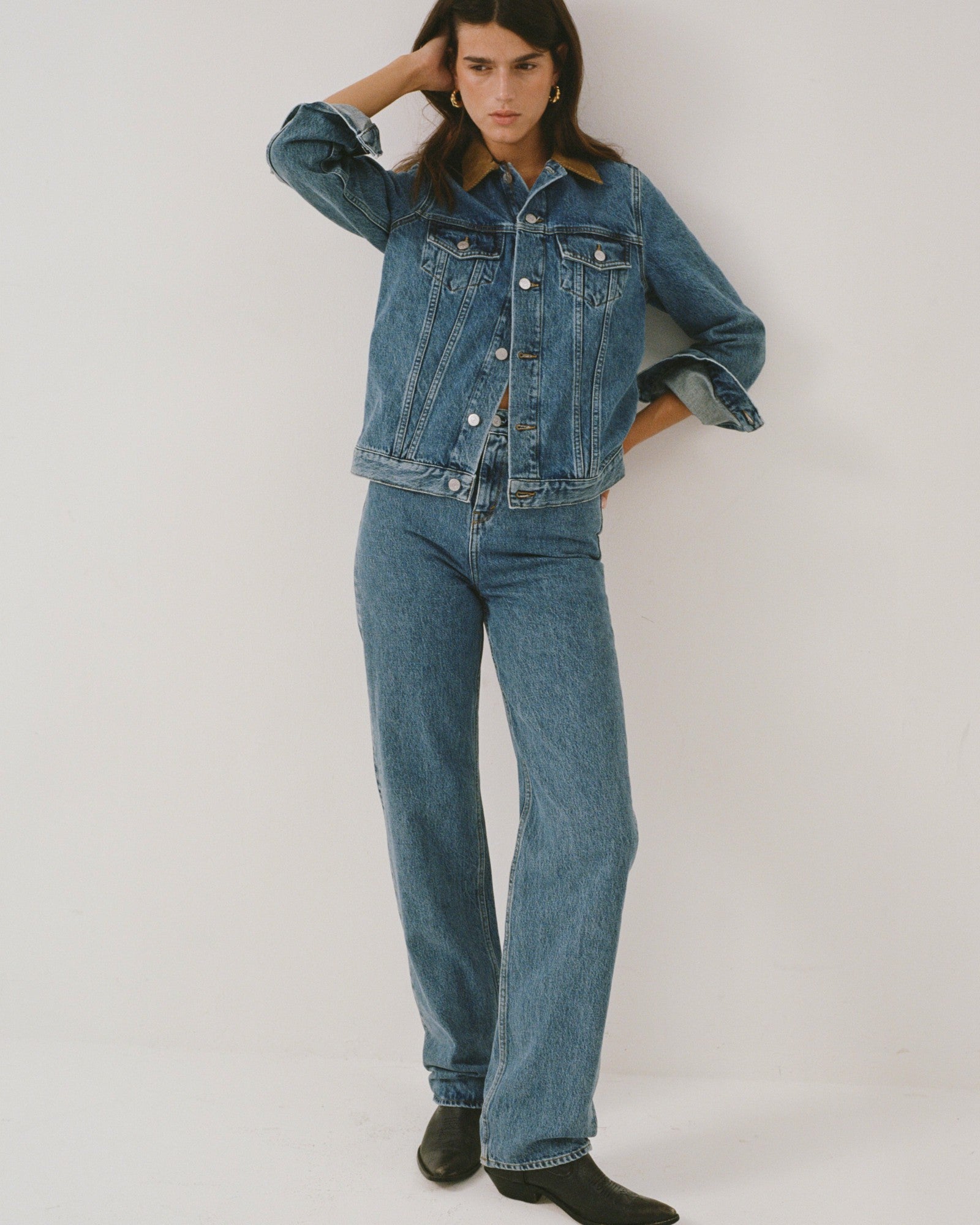 Loose Fit Denim - Medium Blue Sporty & Rich For Sale