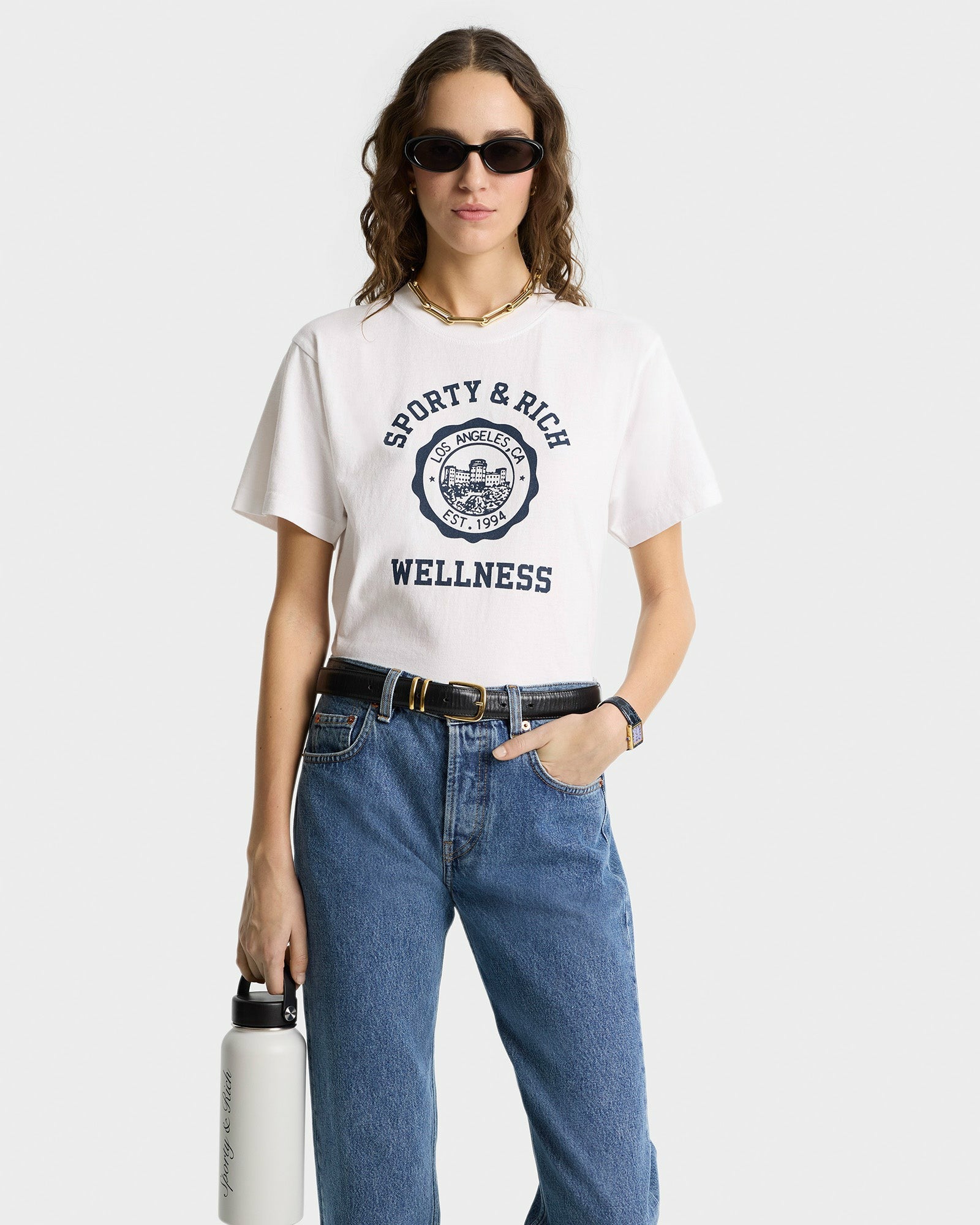 Vintage Fit Straight Leg Denim - Medium Blue Sporty & Rich Sale