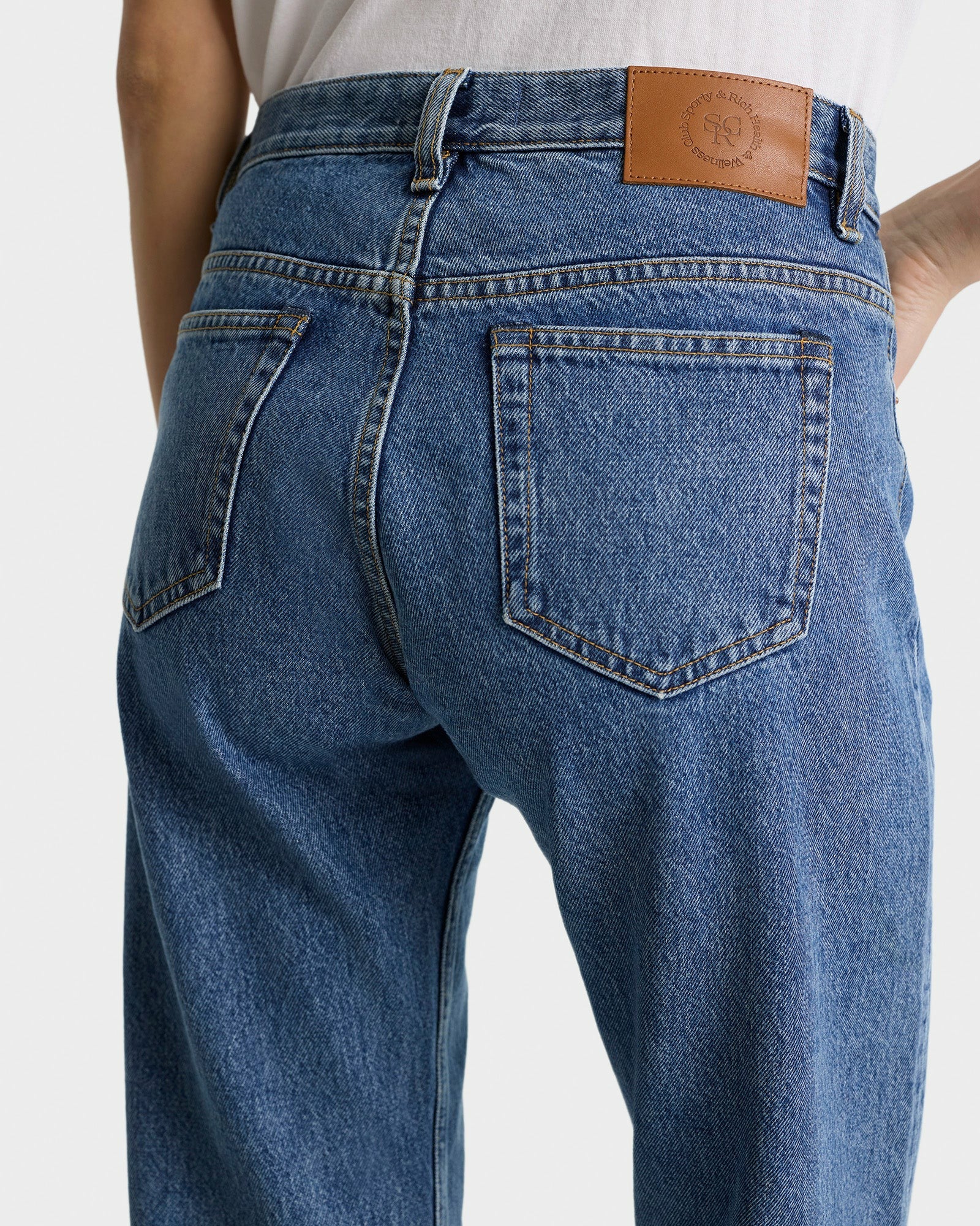 Vintage Fit Straight Leg Denim - Medium Blue Sporty & Rich Sale