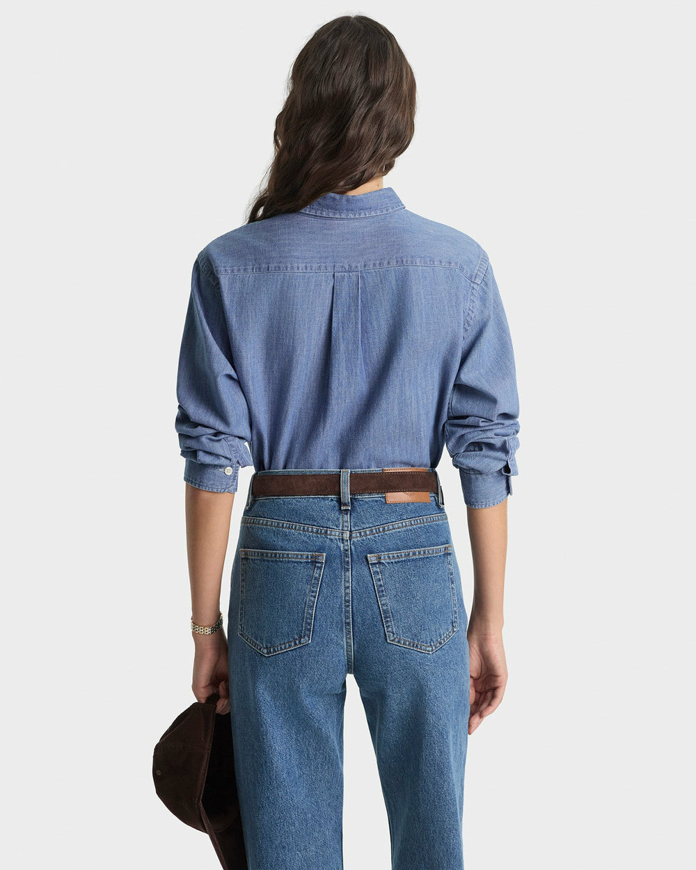 NY Crest Oversized Denim Shirt - Light Blue Sporty & Rich Online