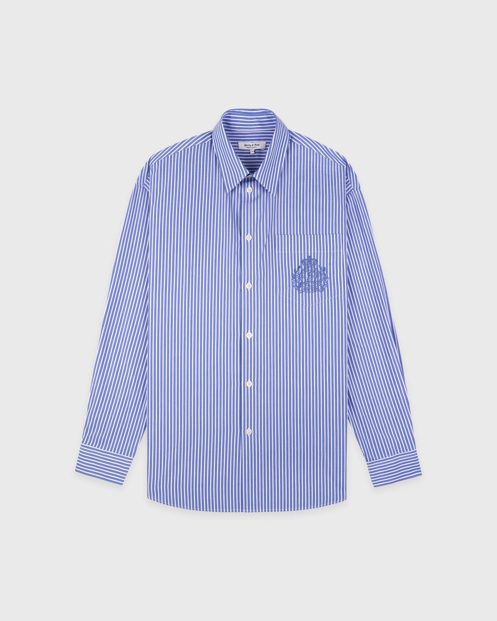 NY Crest Oversized Shirt - Blue Striped Sporty & Rich Discount