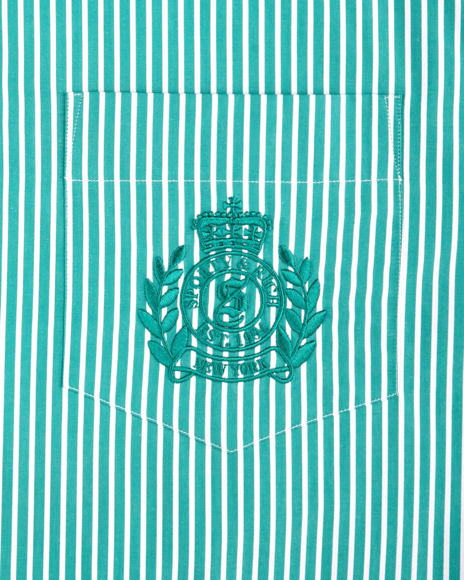 NY Crest Oversized Shirt - Amalfi Green Striped Sporty & Rich Outlet