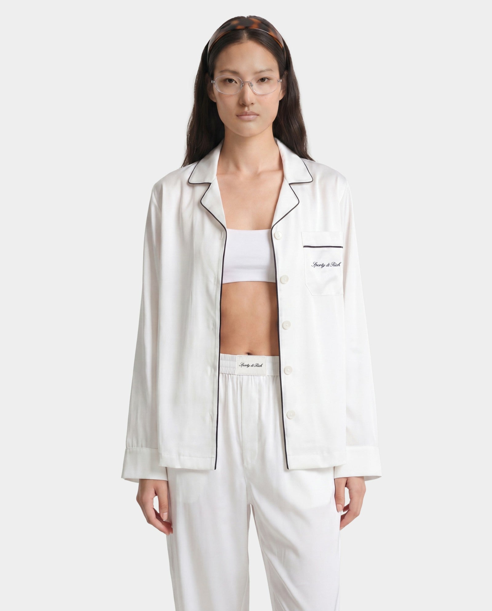 Signature NY Pyjama Shirt - White Sporty & Rich US