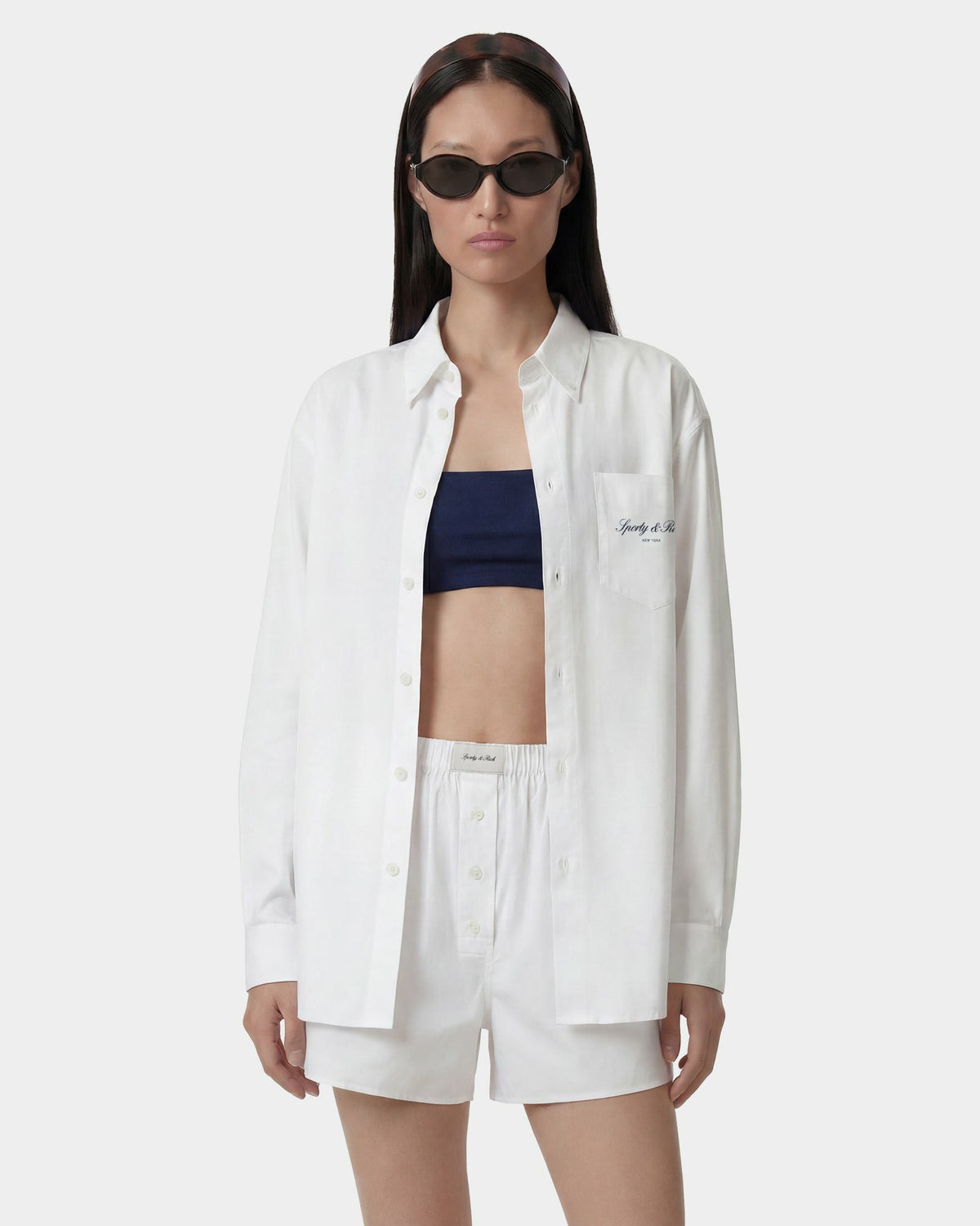 Signature NY Oversized Shirt - White Sporty & Rich For Sale