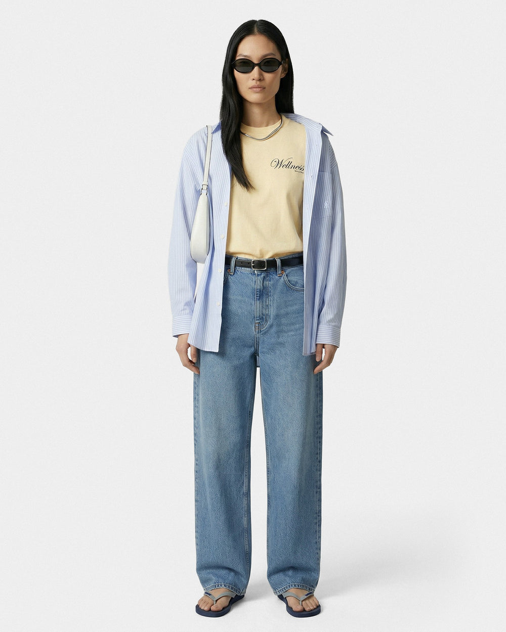 SRC Oversized Shirt - Blue Striped Sporty & Rich Outlet
