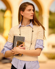 SRC Oversized Shirt - Blue Striped Sporty & Rich Outlet