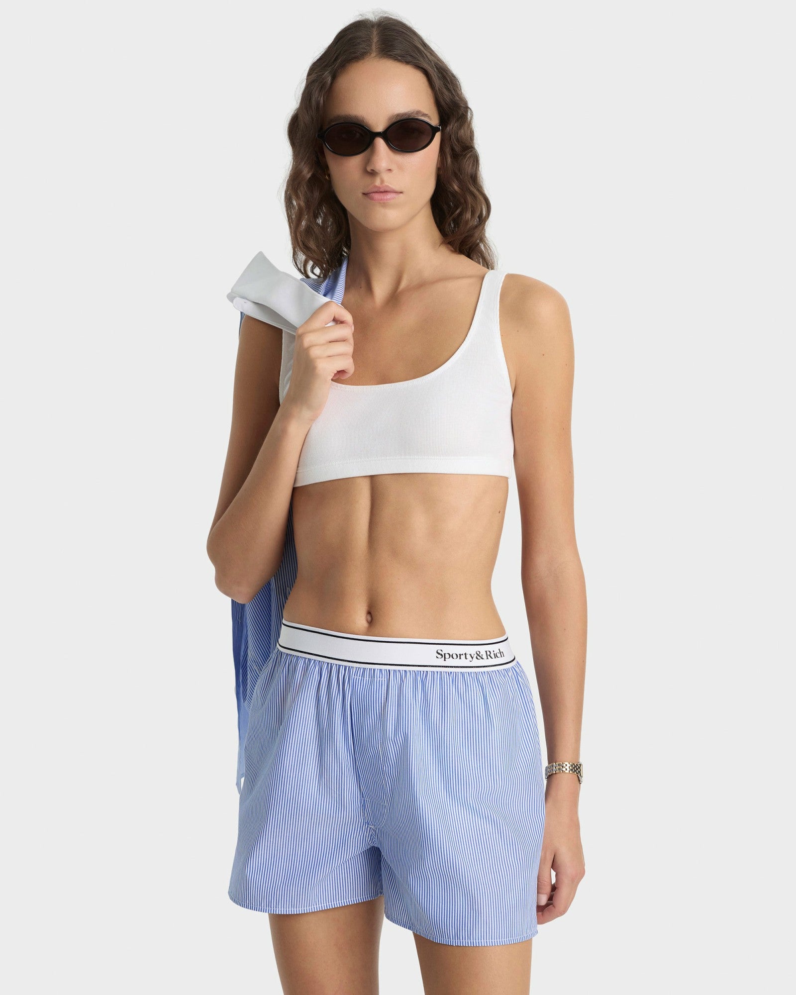 Serif Logo Boxer - Navy Stripe Sporty & Rich Outlet