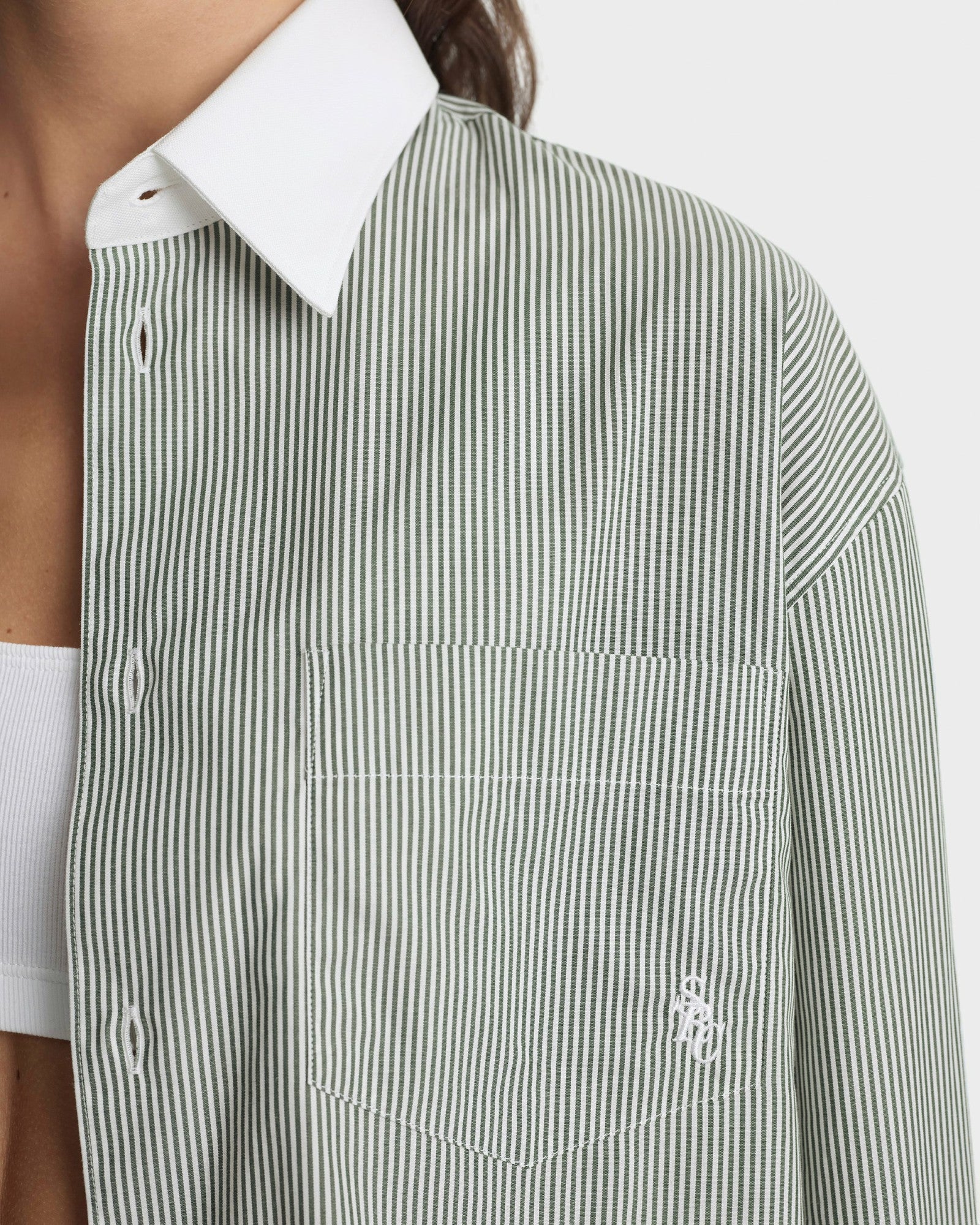 SRC Oversized Shirt - Forest striped Sporty & Rich US