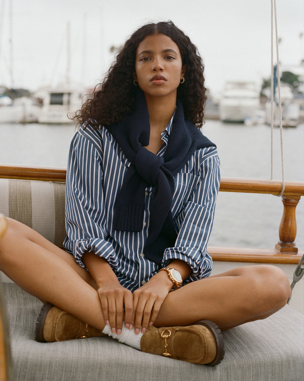 SRC Oversized Shirt - Navy Stripe Sporty & Rich For Sale