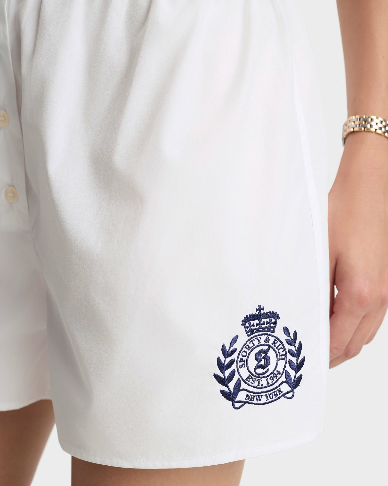 NY Crest Mini Boxer - White/Navy Sporty & Rich Outlet