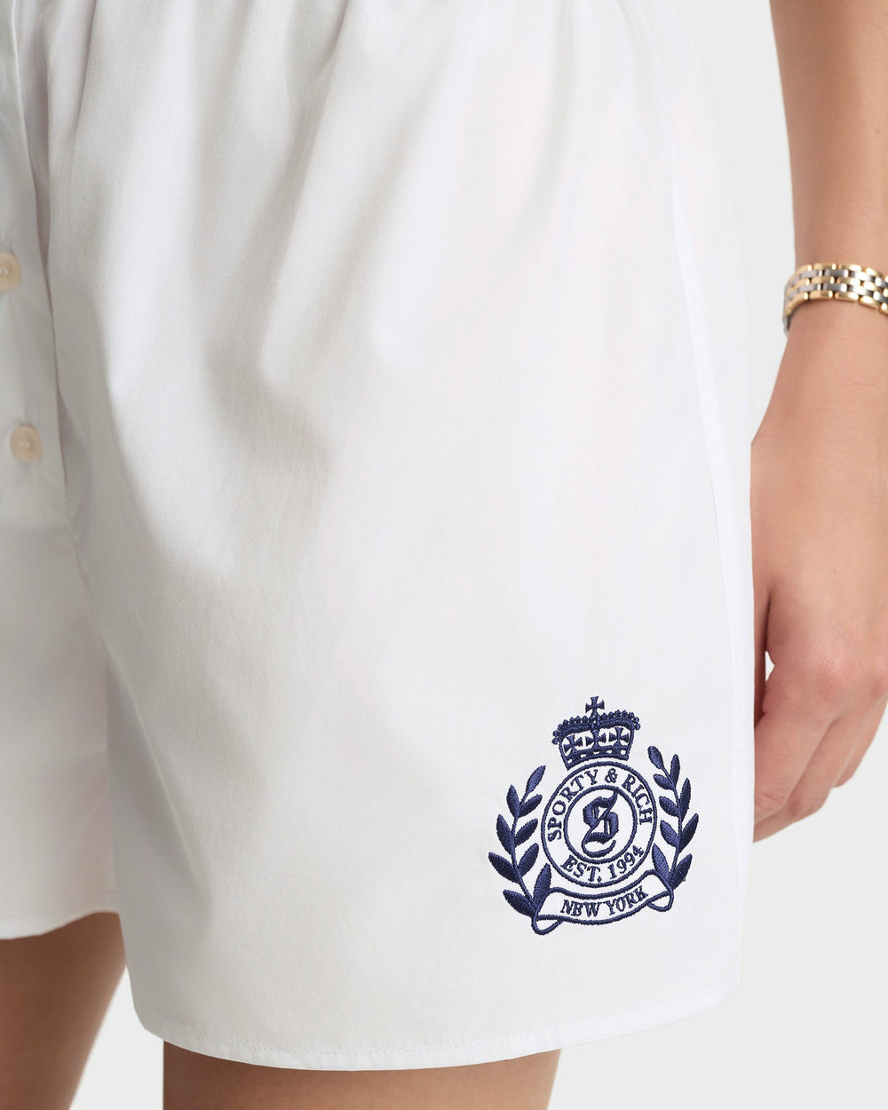 NY Crest Mini Boxer - White/Navy Sporty & Rich Outlet
