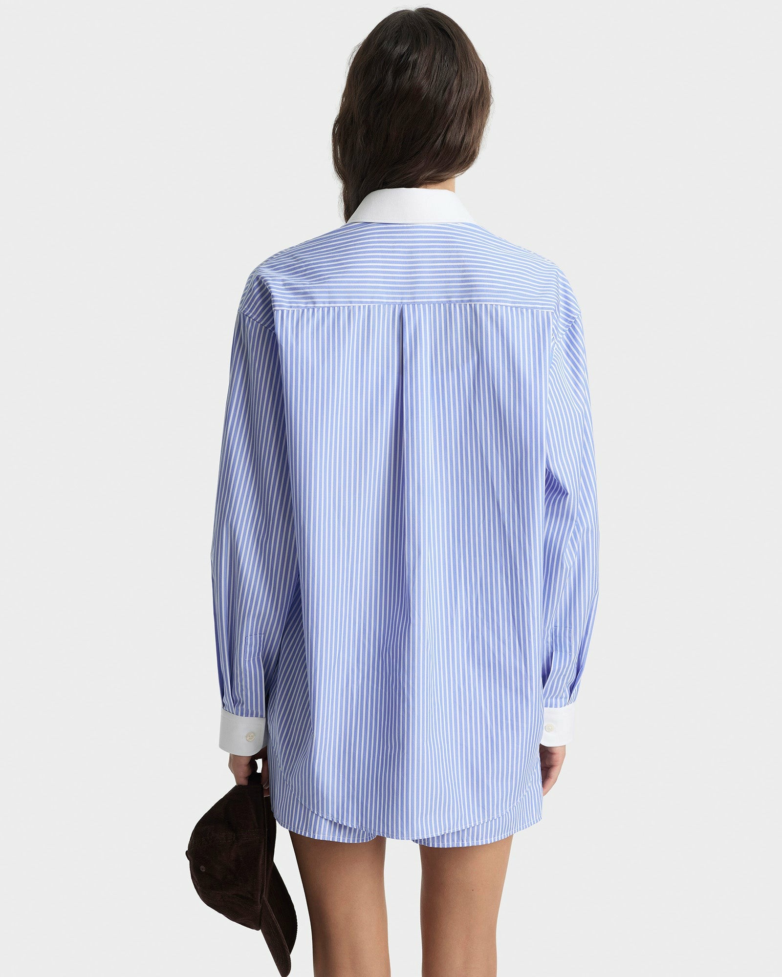 NY Crest Oversized Shirt - Navy Stripe Sporty & Rich US