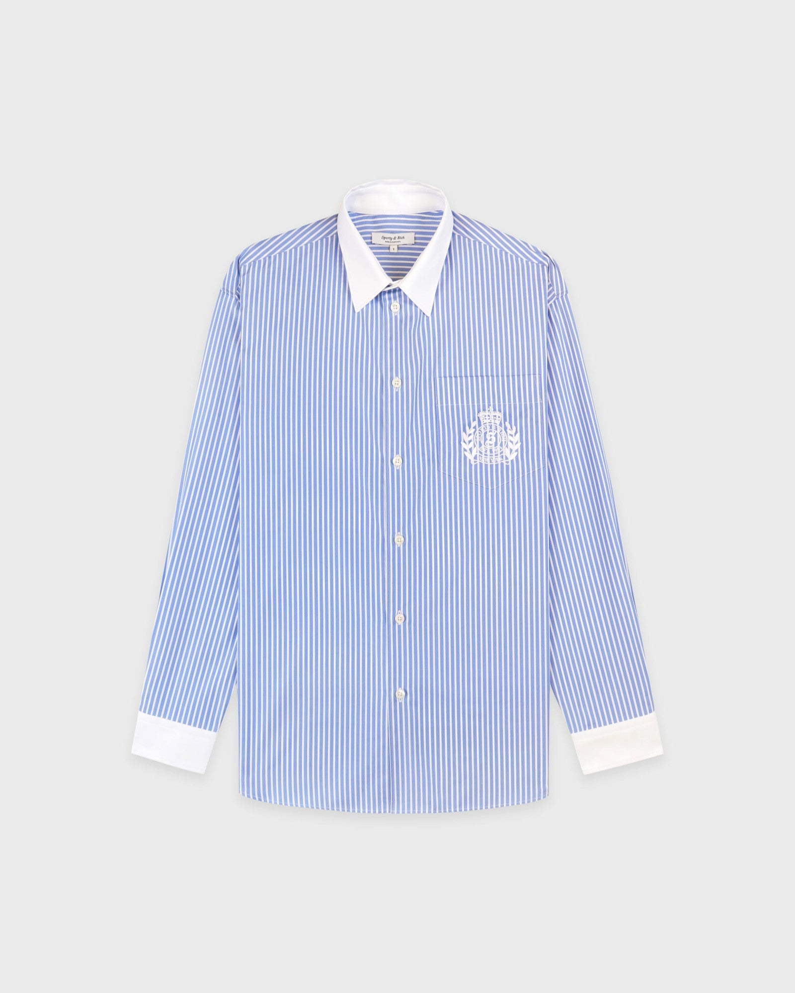 NY Crest Oversized Shirt - Navy Stripe Sporty & Rich US