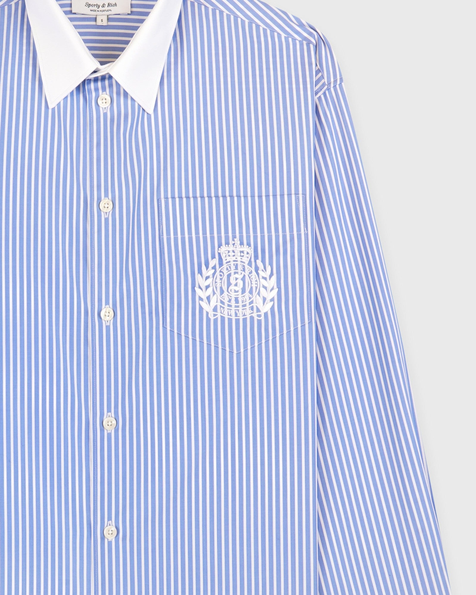 NY Crest Oversized Shirt - Navy Stripe Sporty & Rich US