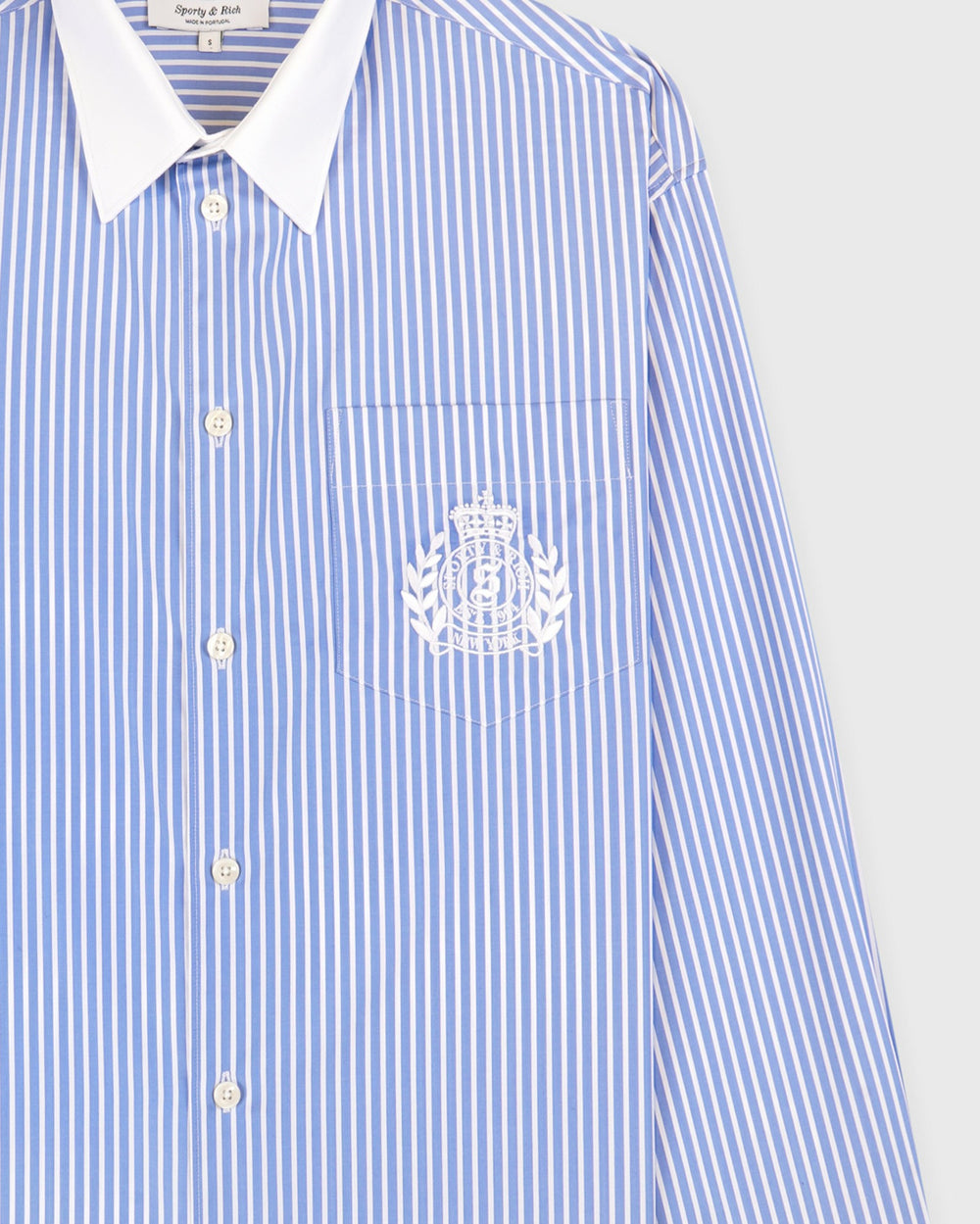 NY Crest Oversized Shirt - Navy Stripe Sporty & Rich US