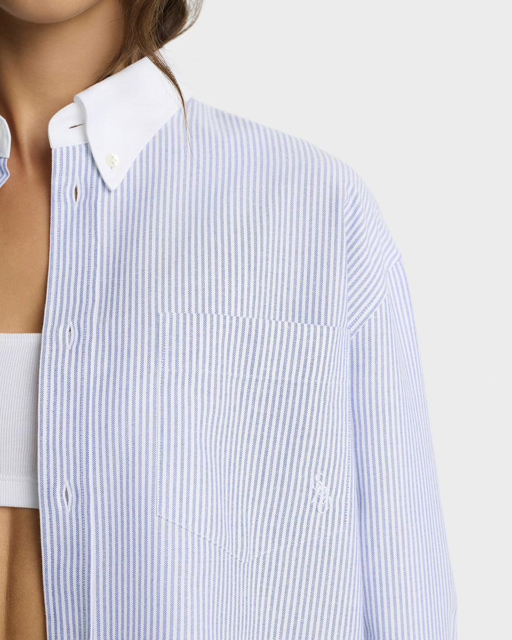SRC Oversized Oxford Shirt - Navy Stripe Sporty & Rich Online